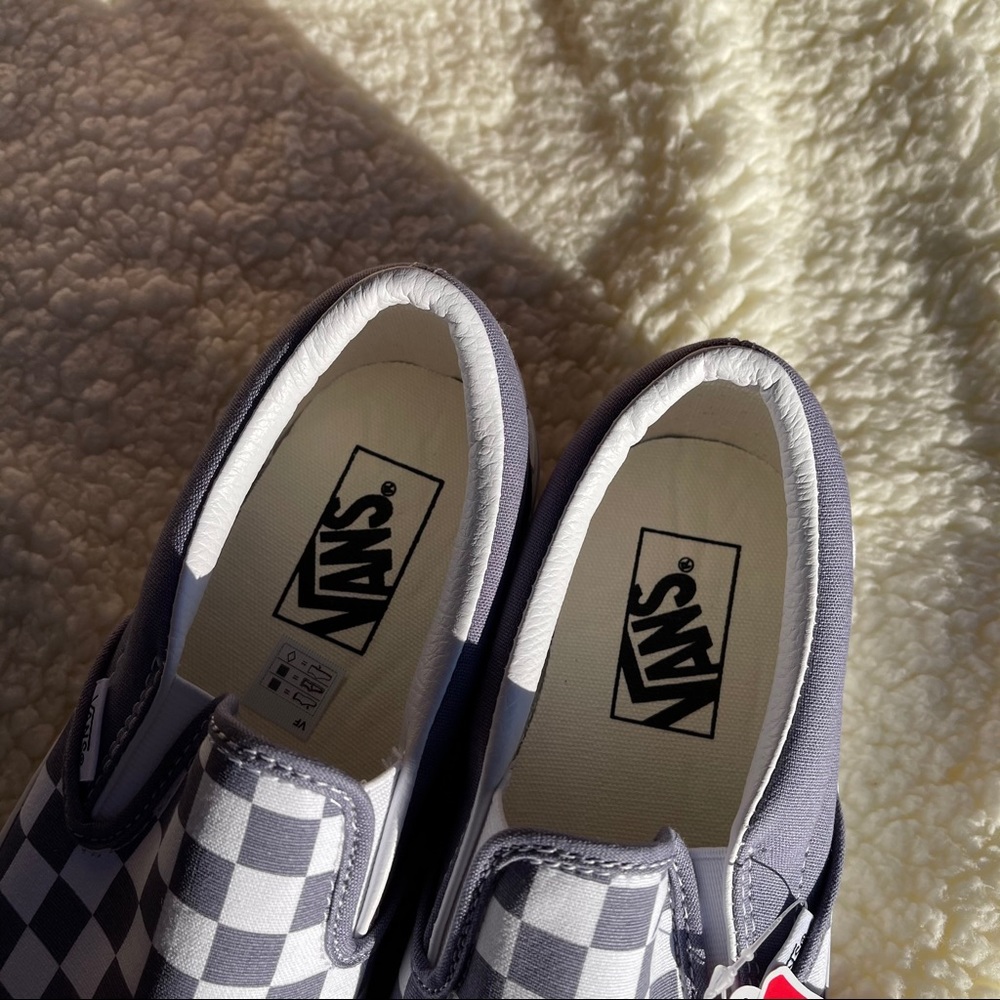 Vans Blue Checkerboard Classic Slip-On Shoes - Picture 4 of 7
